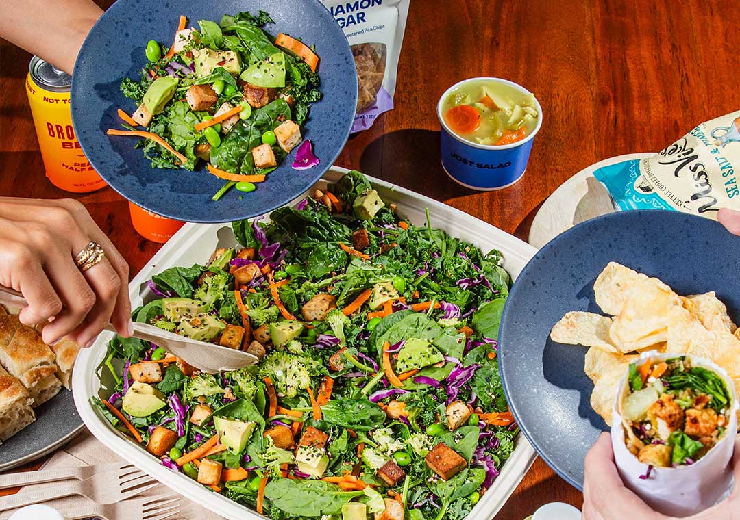 person serving salad