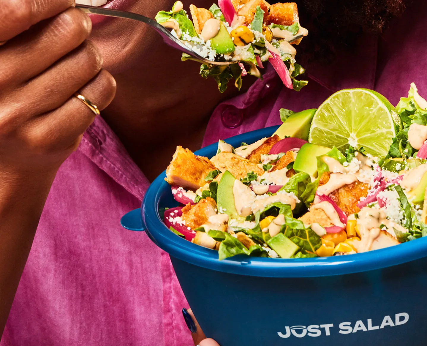 Woman holding reusable bowl